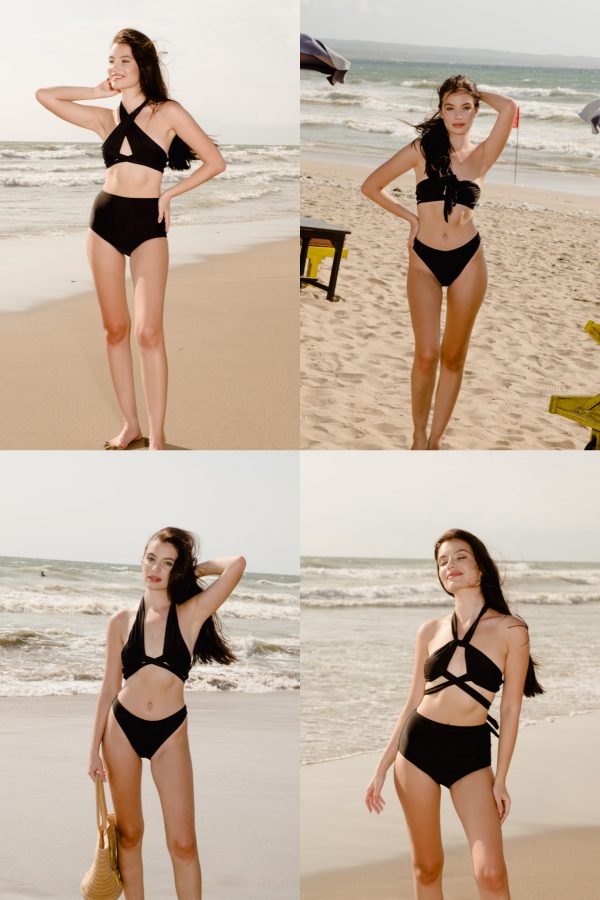 Hallie multi-wear bikini top in Rebirth basalt