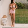 Coco terry floral swim shorts in Strawberry