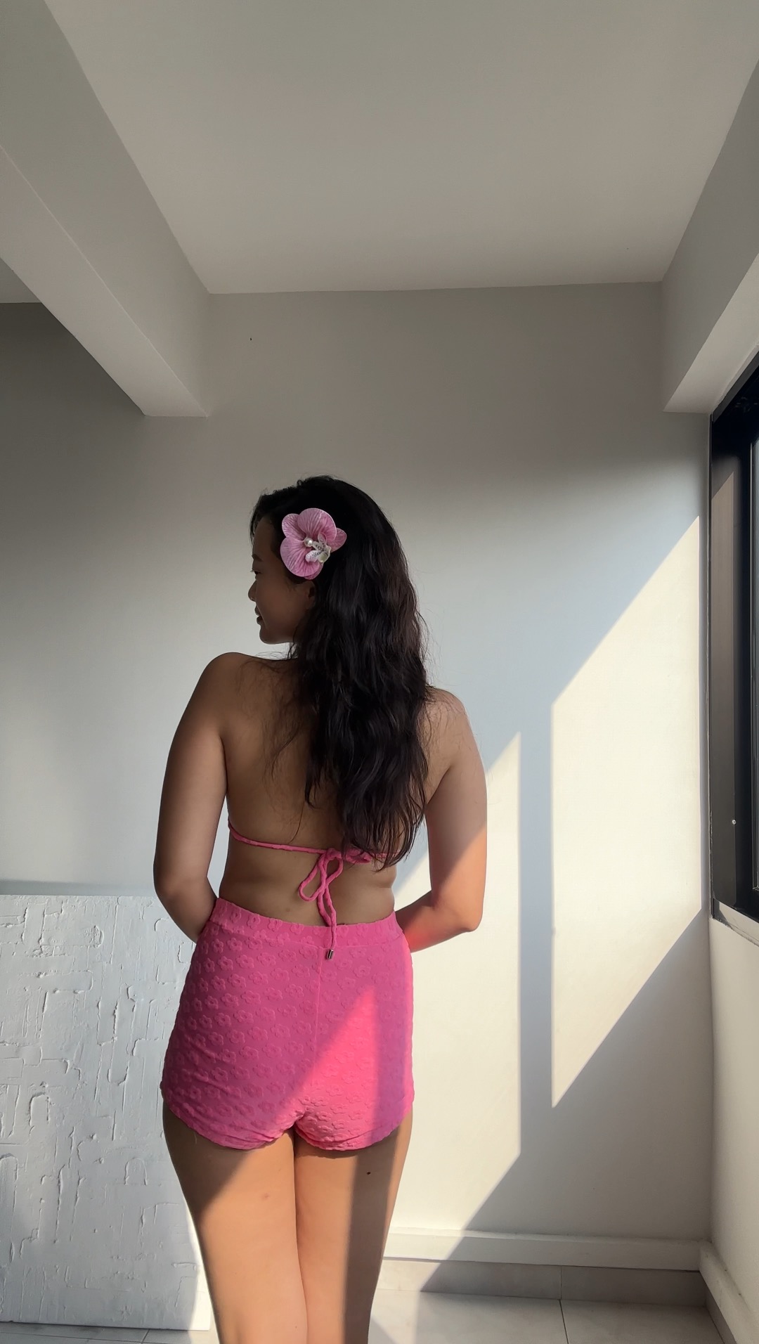 Coco terry floral swim shorts 2.0 in puffy Pomegranate - Image 4