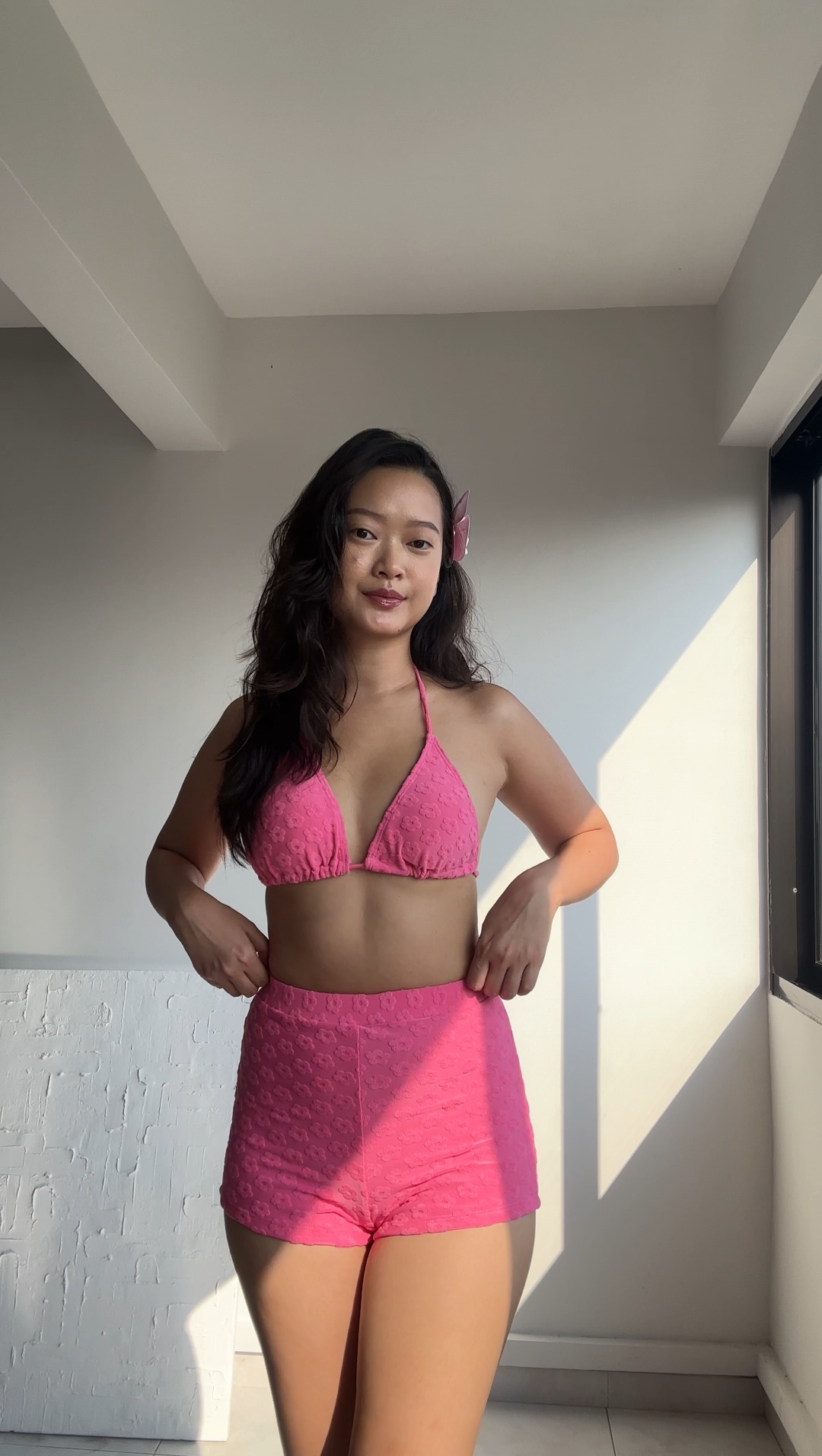 Coco terry floral swim shorts 2.0 in puffy Pomegranate - Image 3