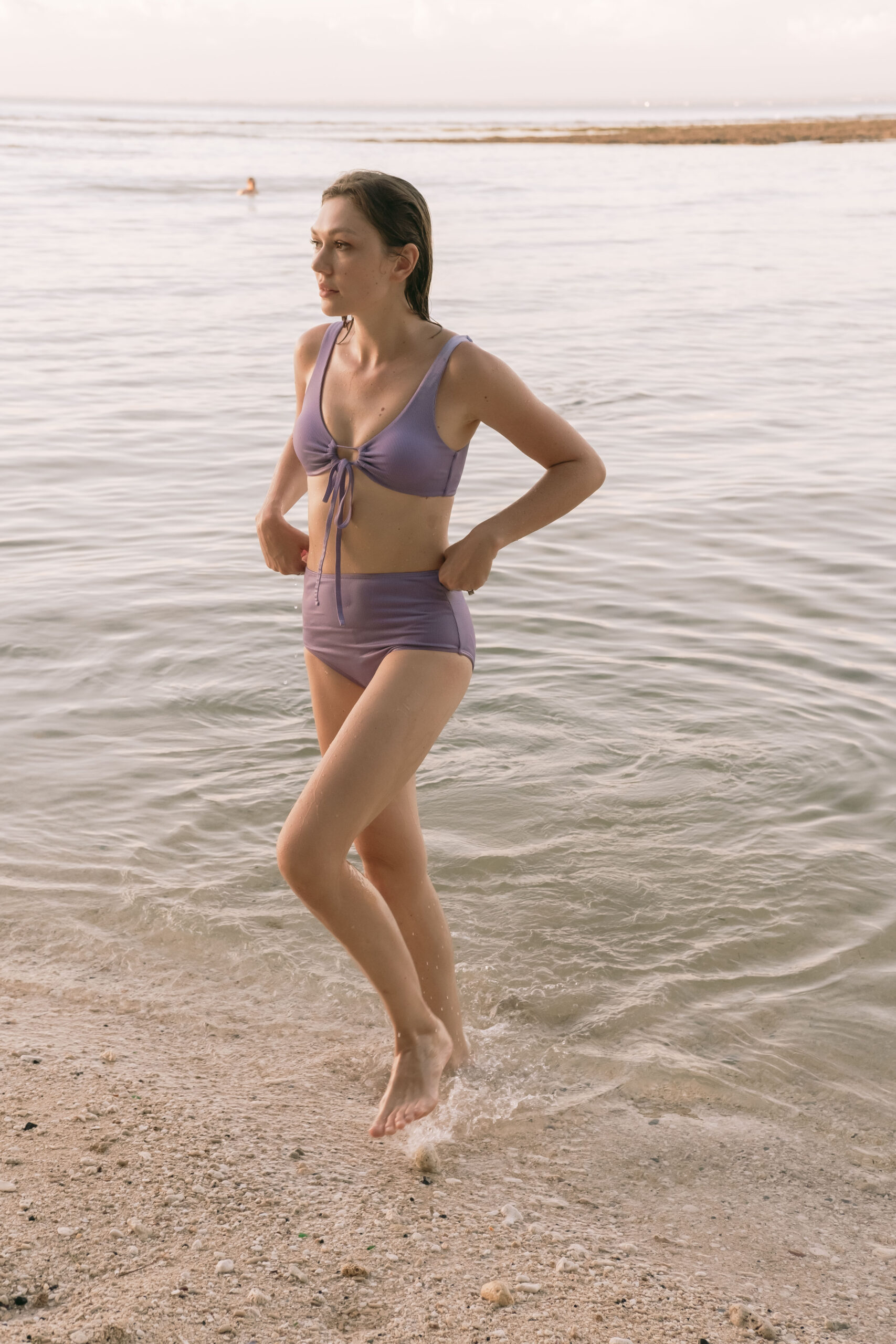 Cara high waist bottom in Taro crinkle