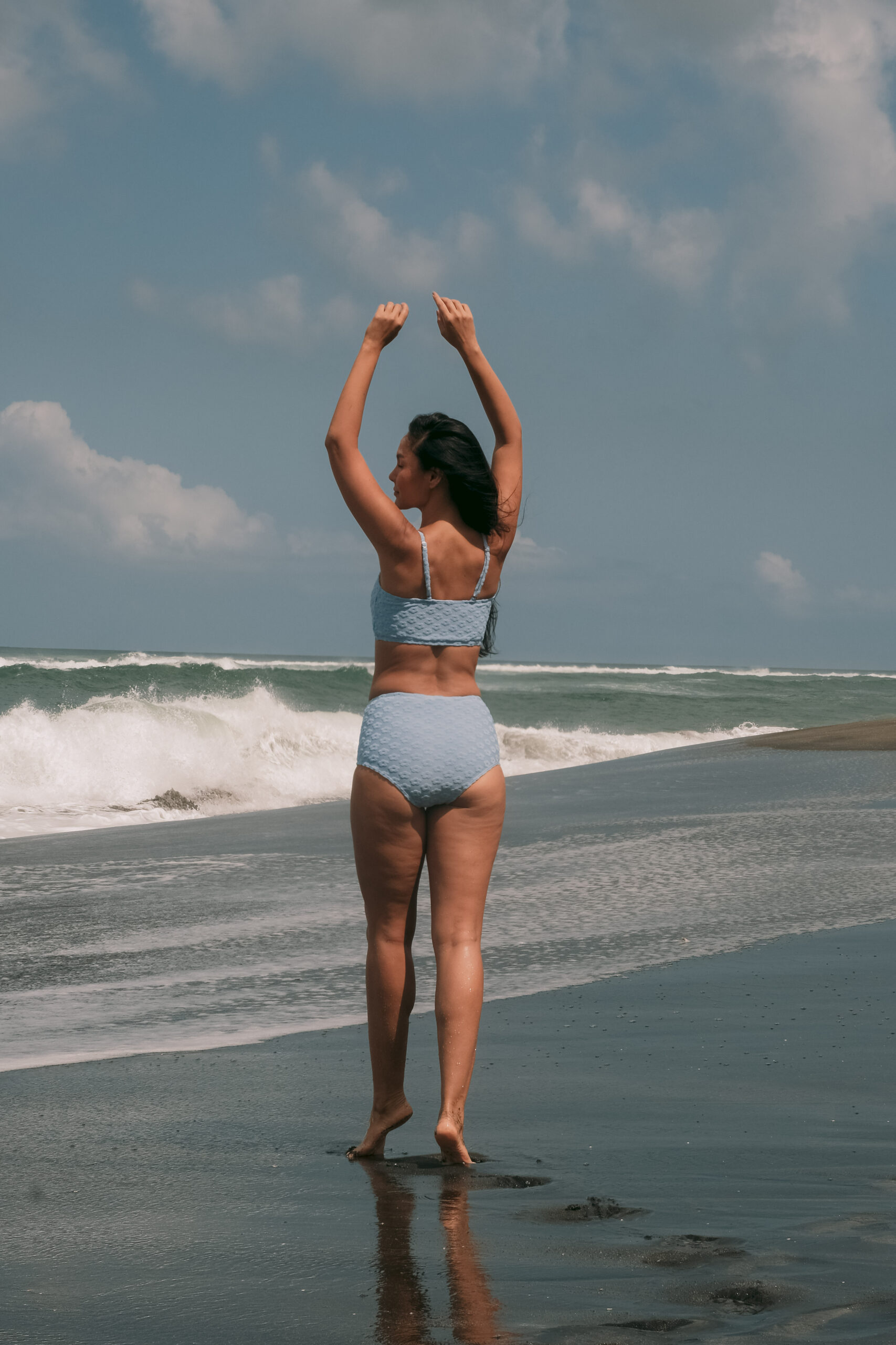 Rei x Cara high waist terry floral bikini set in Puffy Blueberry - Image 7