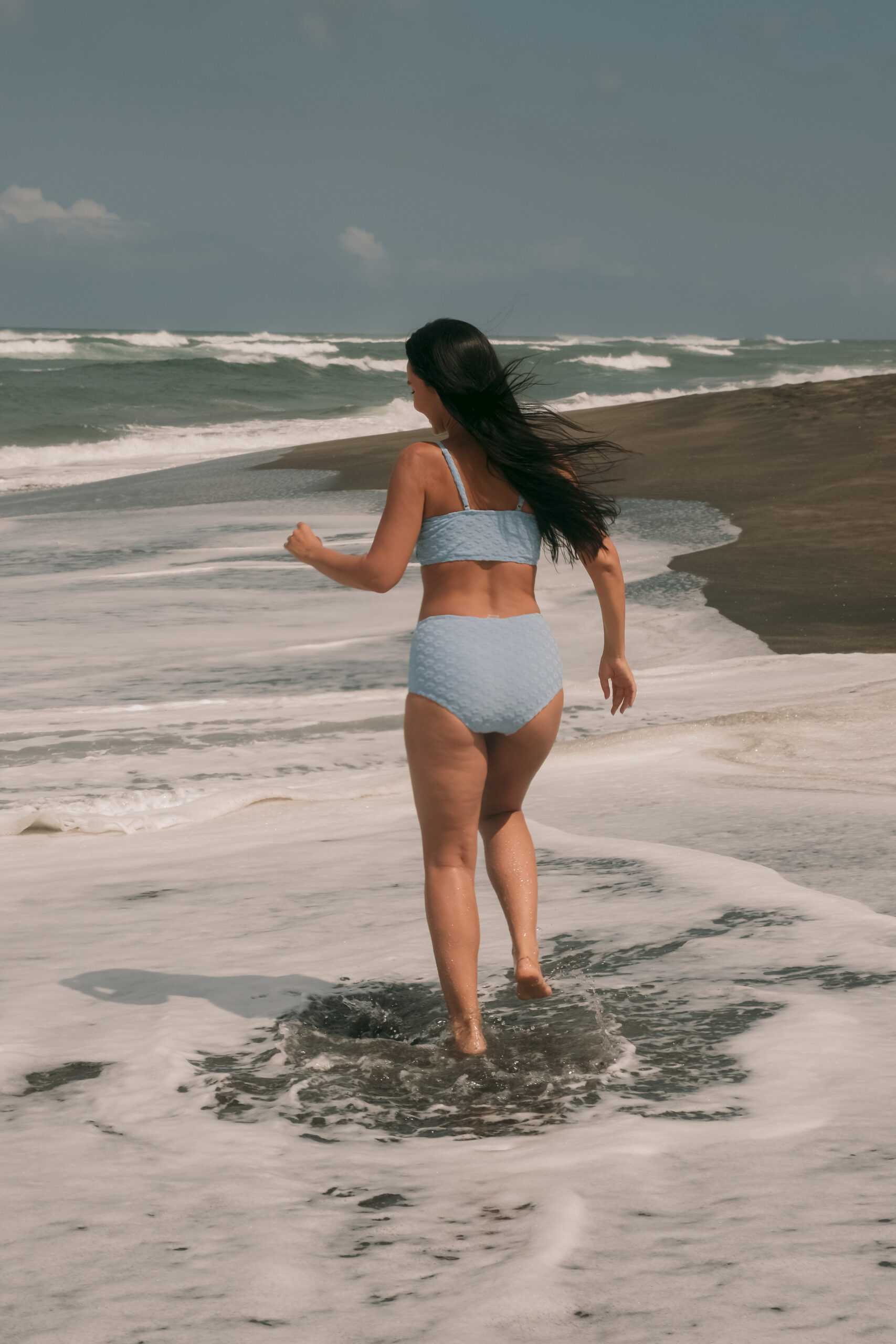 Rei x Cara high waist terry floral bikini set in Puffy Blueberry - Image 6